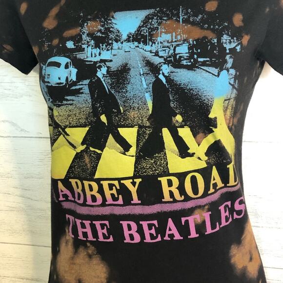 THE BEATLES Abbey Road custom acid wash tee women's size small - Picture 3 of 5